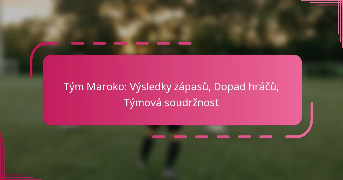 Tým Maroko: Výsledky zápasů, Dopad hráčů, Týmová soudržnost