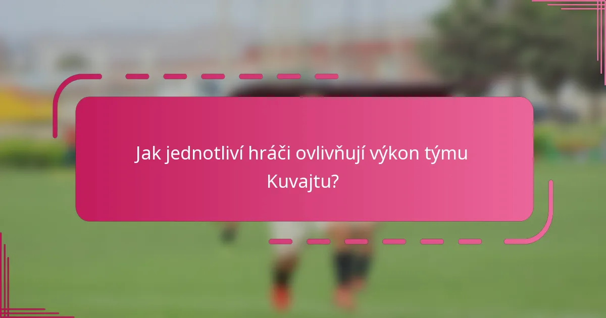 Jak jednotliví hráči ovlivňují výkon týmu Kuvajtu?
